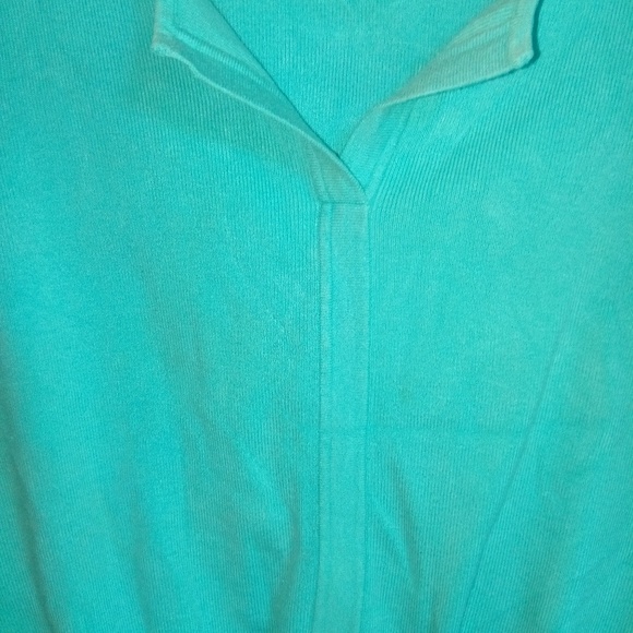 G MP Sleeveless Turquoise Silk Blend Knit Shell Petite Top - Picture 3 of 3